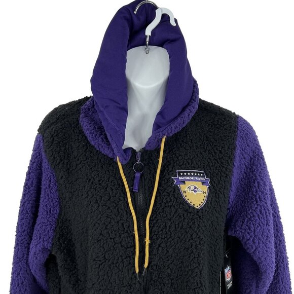 NFL Team Apparel NWT Baltimore Ravens L Sherpa Fleece Sweatshirt Black Full Zip - Picture 5 of 16